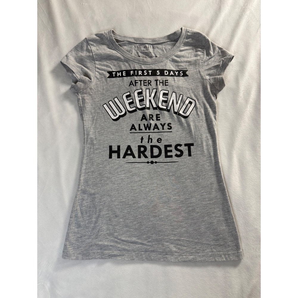 Wound Up Womens Gray Graphic Tee The First 5 Days After The Weekend Shirt S